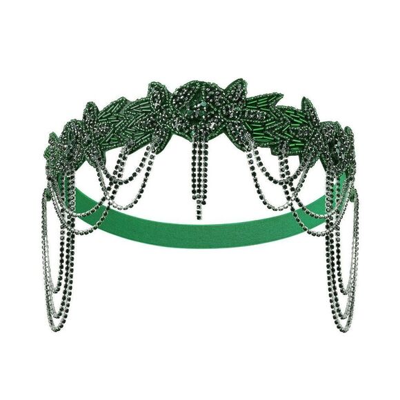 NWT 1920s Beaded Rhinestone Headband Flapper Gatsby - Picture 8 of 8